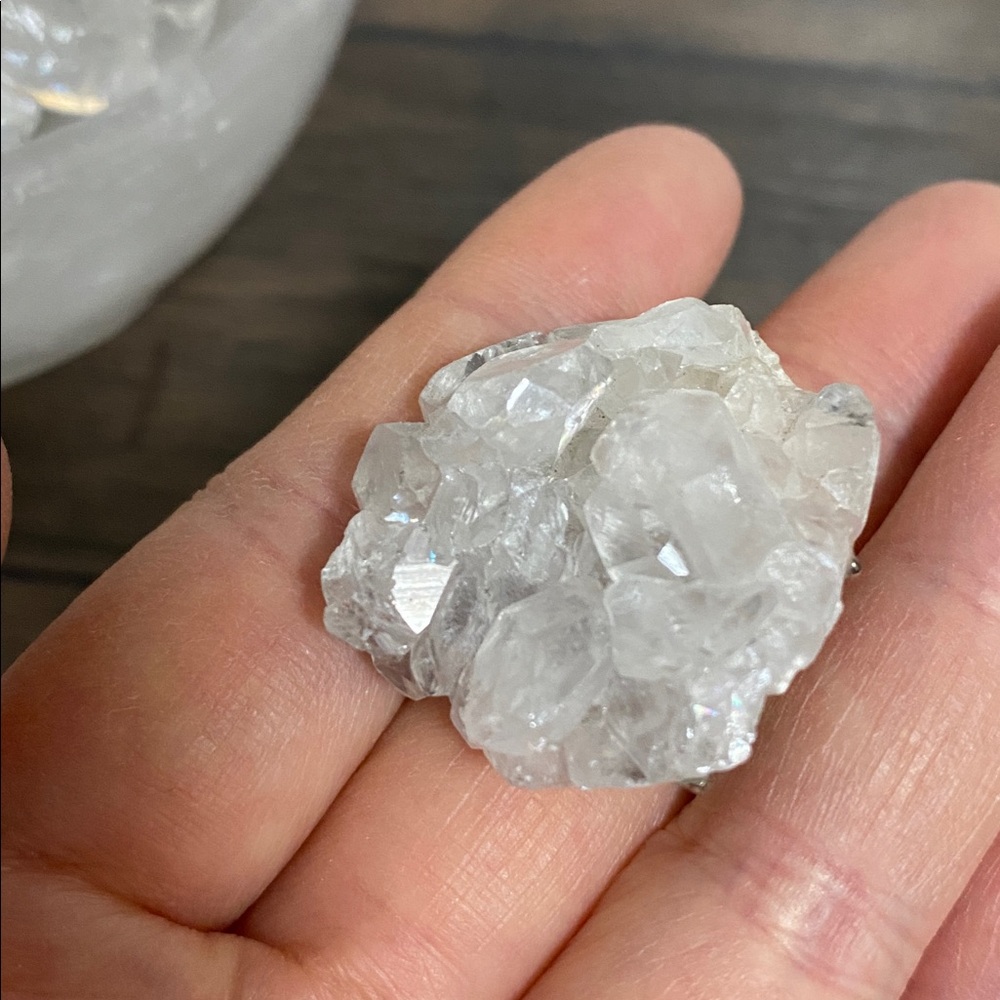 Apophyllite Crystal Cluster Statement Ring - image 6